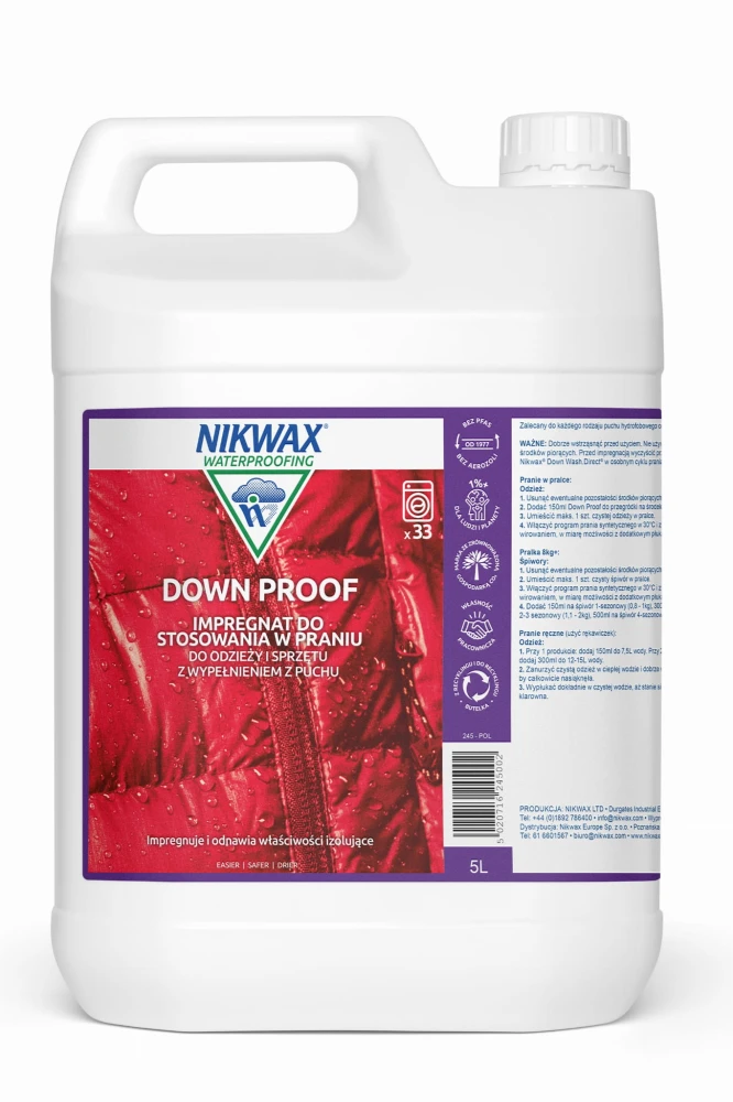 Impregnat do odzieży i sprzętu wypełnionego puchem Nikwax Down Proof 5 L