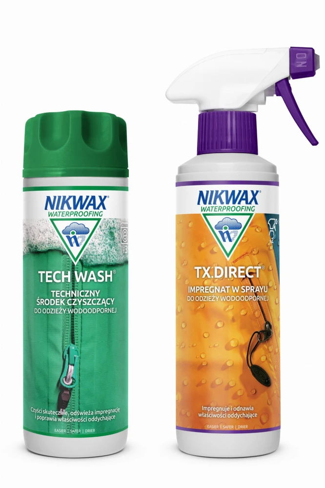 Zestaw do pielęgnacji odzieży i sprzętu outdoor Nikwax Tech Wash i TX.Direct Spray-On 2 x 300 ml