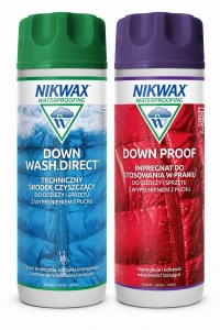 Zestaw do pielęgnacji odzieży i sprzętu wypełnionego puchem Nikwax Down Wash Direct i Down Proof 2 x 300 ml